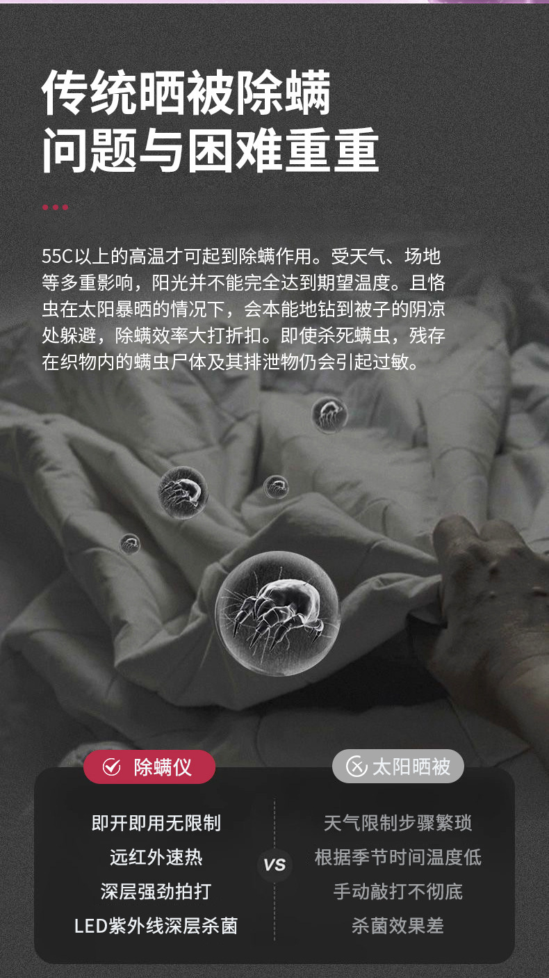 除螨仪床上紫外线杀菌机无线吸尘器沙发清洁除螨灭螨除菌家用详情4