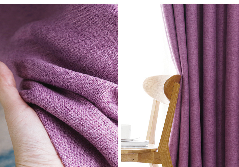 Swan Cotton and linen modern and simple living room and bedroom curtains, solid color thickened fully blackout linen curtain fabric manufacturer for homestays pic 37
