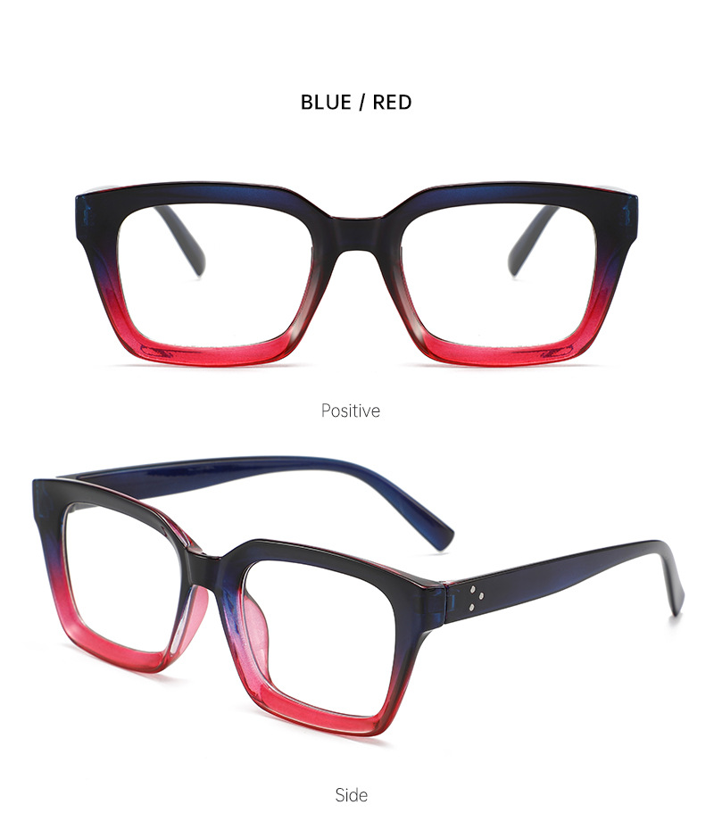 Anti-blue light square frame flat light glasses for women, contrasting color rice studs, simple and slender appearance, high level of spectacle frame, European and American trendy spectacle frame pic 17