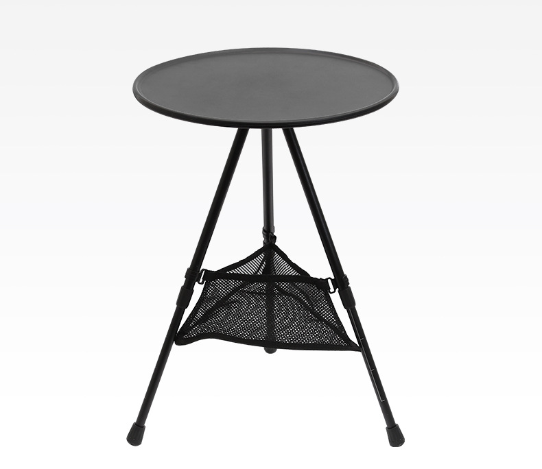 Outdoor triangular folding table, portable and easy to store, round table, small adjustable camping table, tripod, stainless steel pic 13