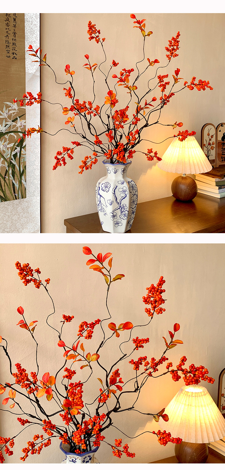 2026新年装饰花假花仿真花客厅摆设发财果红果装饰新中式插花摆件详情12
