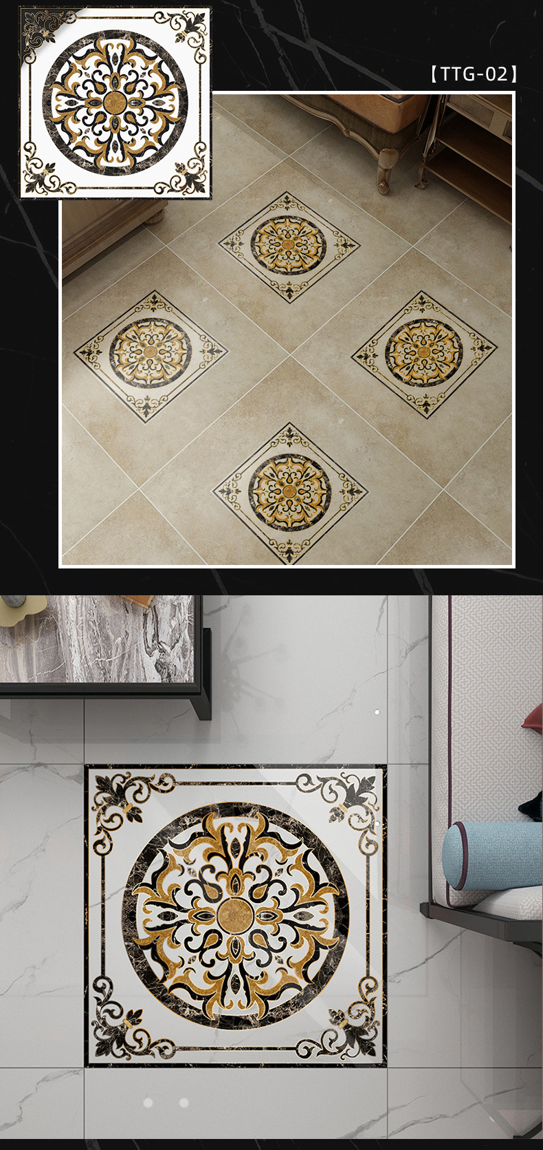 Gilded Mosaic tile stickers, living room floor, entrance hall, corridor decoration floor tiles, self-adhesive waterproof and wear-resistant floor stickers pic 10