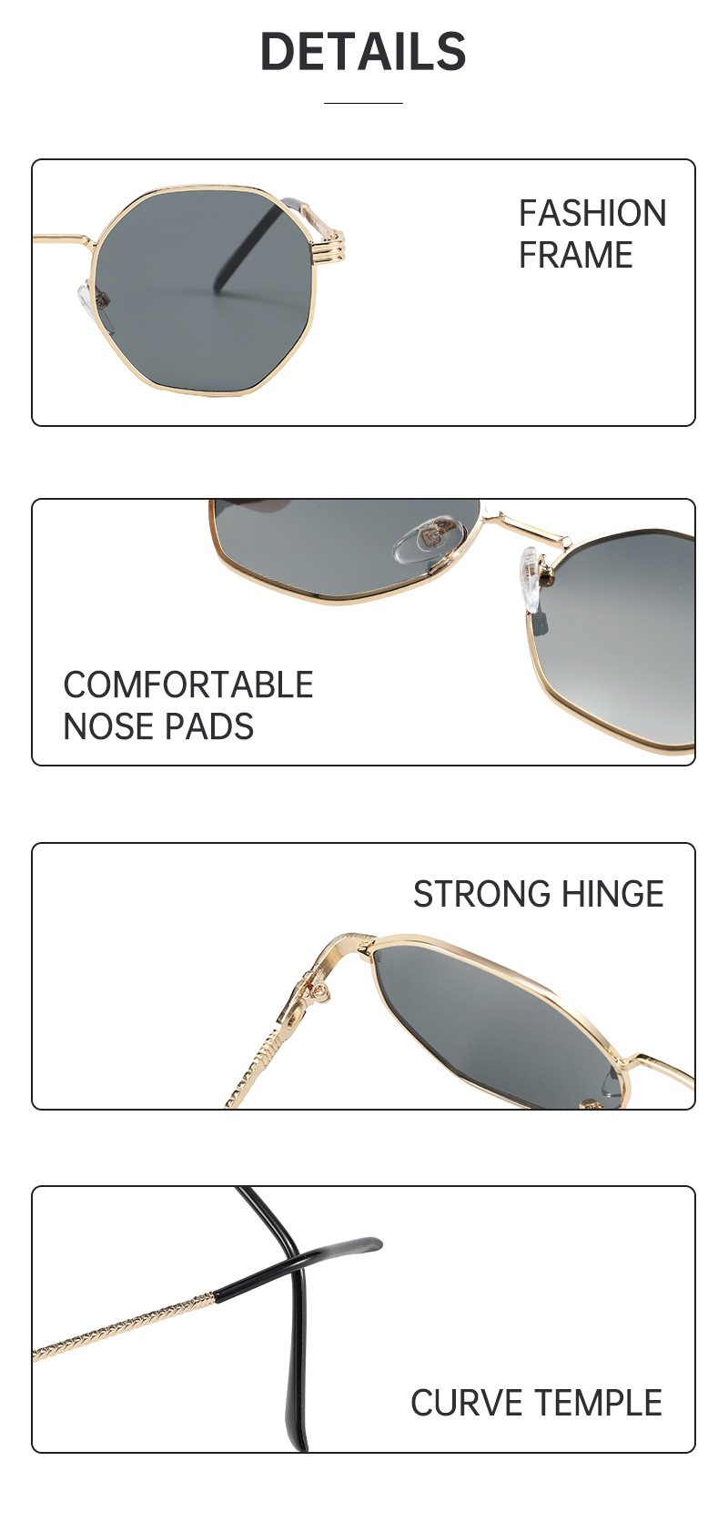 气质金属墨镜女新款复古方形高级感男太阳眼镜茶色显瘦圆脸太阳镜详情16