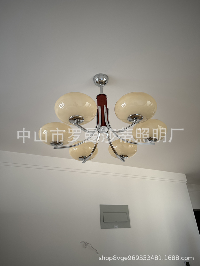 中古北欧实木卧室餐厅吊灯 法式复古原木mcm书房客厅吊灯详情4