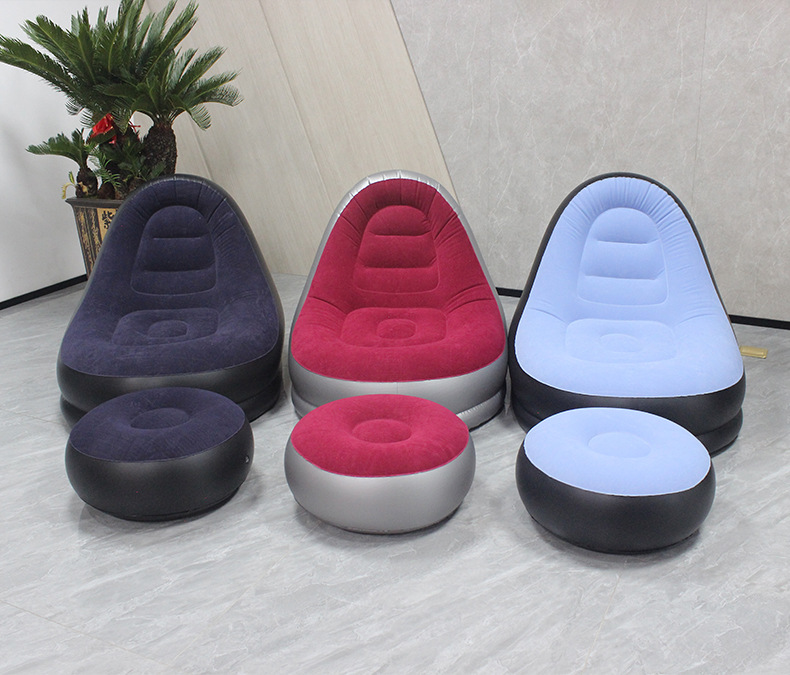 Foldable inflatable sofa chair with footrests and flocking, outdoor portable inflatable sofa, home lazy lounge chair sofa pic 8