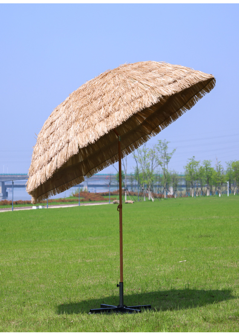Outdoor sunshade straw umbrella, simulated straw sun protection beach umbrella, courtyard farmhouse tourism scenic area garden thatch umbrella pic 15