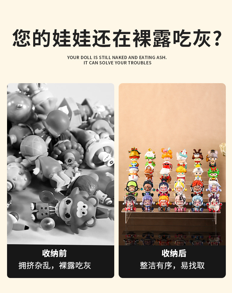 透明亚克力阶梯展示架 A6亚克力台卡盲盒展示架超市广告牌指示牌A6L形台卡详情2