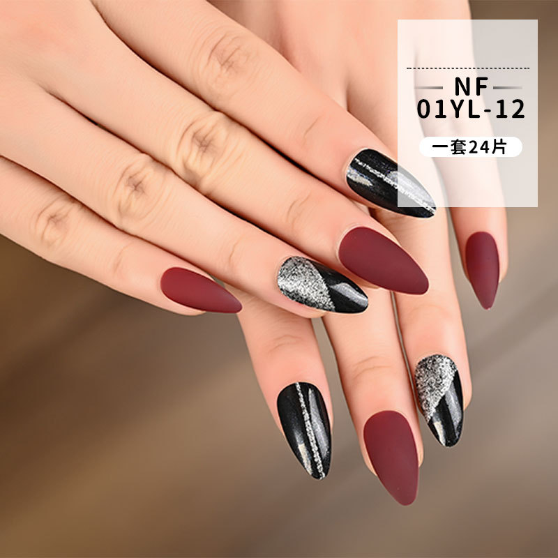 European and American matte long nail patches, wearable nails, 24-piece box nail patches, finished fake nail patches pic 13