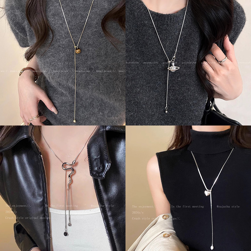 The new retro long sweater chain for autumn and winter is a light luxury, niche, versatile and high-end necklace. It will be a bestseller in 2024 pic 1