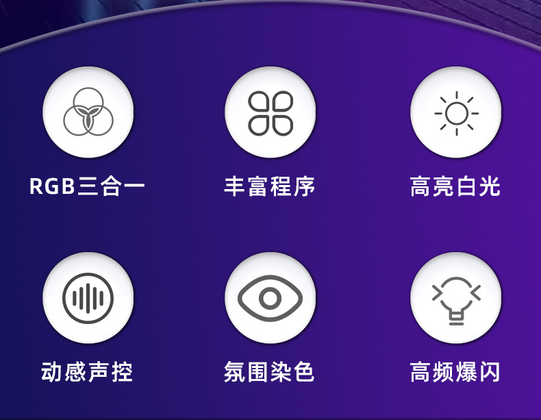 48+ 8-segment full-color strobe light, KTV performance, wedding, bar flash, LED four-in-one strobe light, stage lighting pic 2
