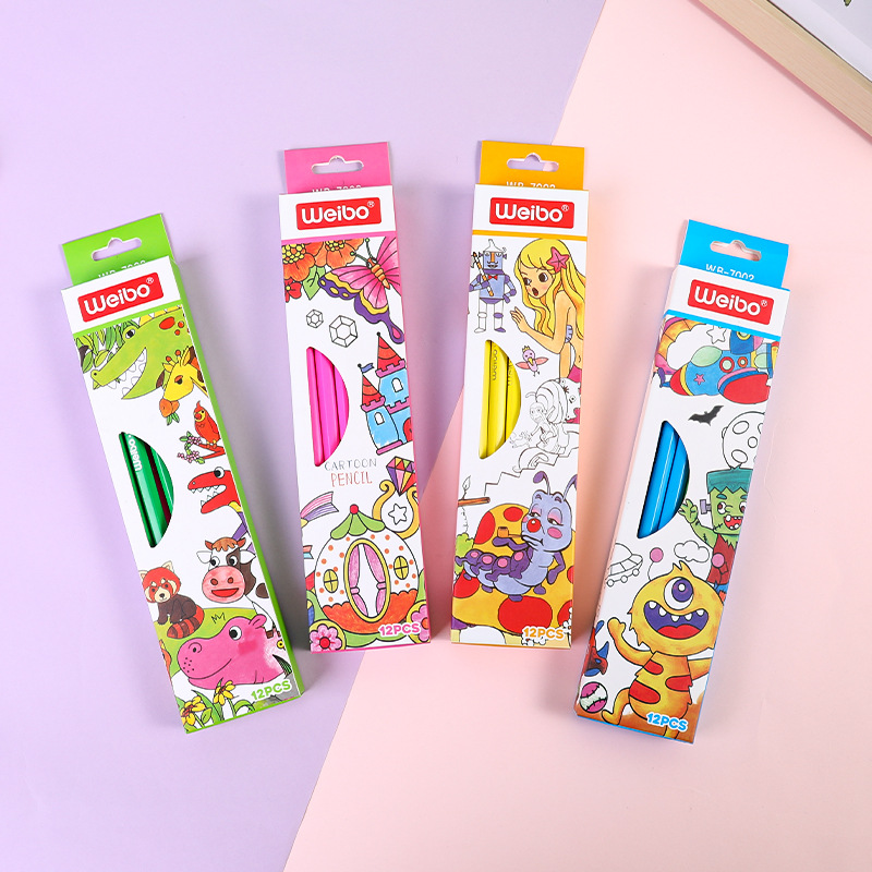 炜搏文具儿童木质卡通HB铅笔小学生可爱素描绘画自带橡皮盒装12支详情1