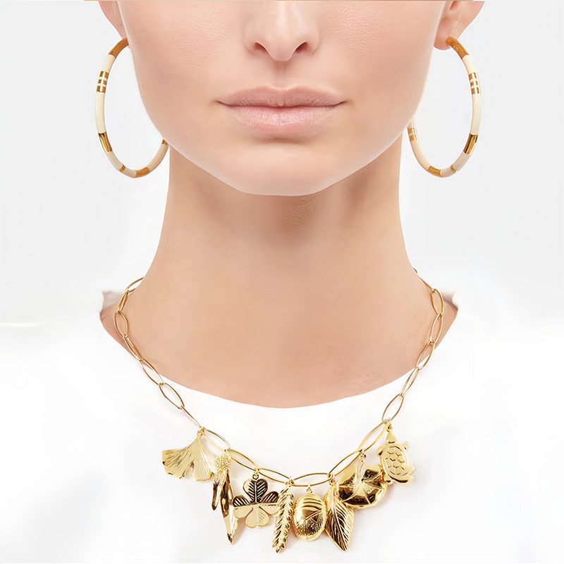 C形珐琅圈圈拼接耳环女法式轻奢小众设计感复古气质银针撞色耳圈详情23