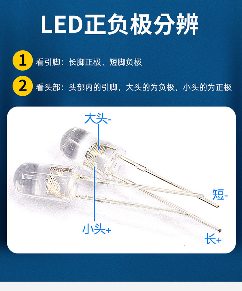 3mm/5mm雾状直插发光二极管led灯珠F3/F5红黄绿白蓝橙色DIY指示灯详情3