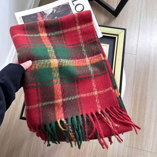 Seis color sólido imitación cachemira bufanda transfronteriza mujer de un color cálido cuello chal regalo gran bufanda roja para el cabello al por mayor pic 9