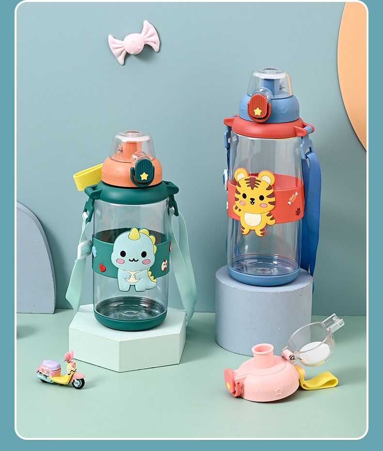 儿童卡通运动水壶户外便携塑料弹跳吸管杯男女学生可爱吸管杯礼品详情3