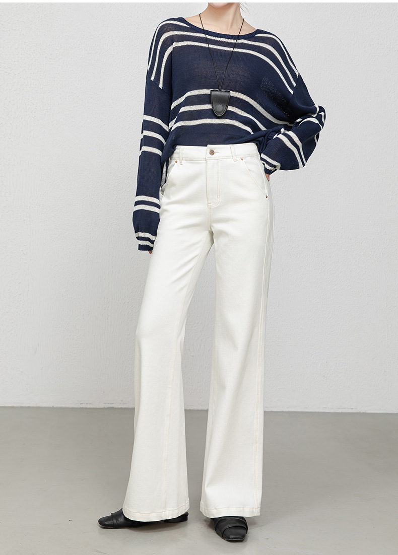 花千瓣高腰微喇牛仔裤女2025秋季新款四面弹宽松显瘦筒喇长裤8197详情18