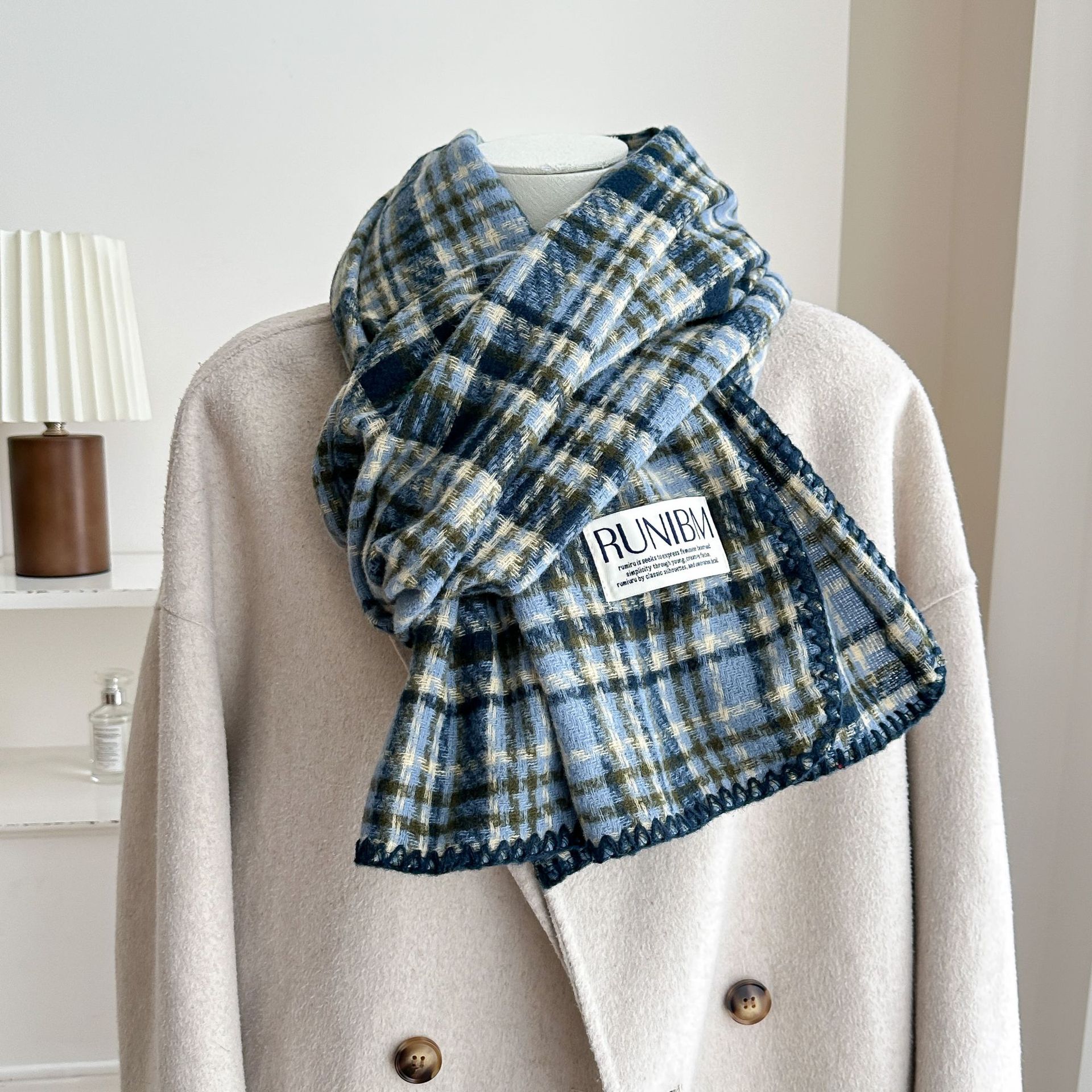 格子围巾大集合~韩系复古流苏ins女秋冬季学生百搭保暖氛围感围脖详情24