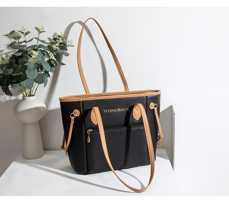 外贸货源厂经典购物袋油边托特包大号多色妈咪包大容量单肩女包详情9