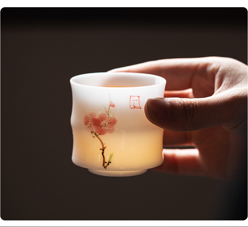 德化羊脂玉个人茶杯冰种玉瓷女士茶具主人杯品茗杯家用办公室茶杯详情5