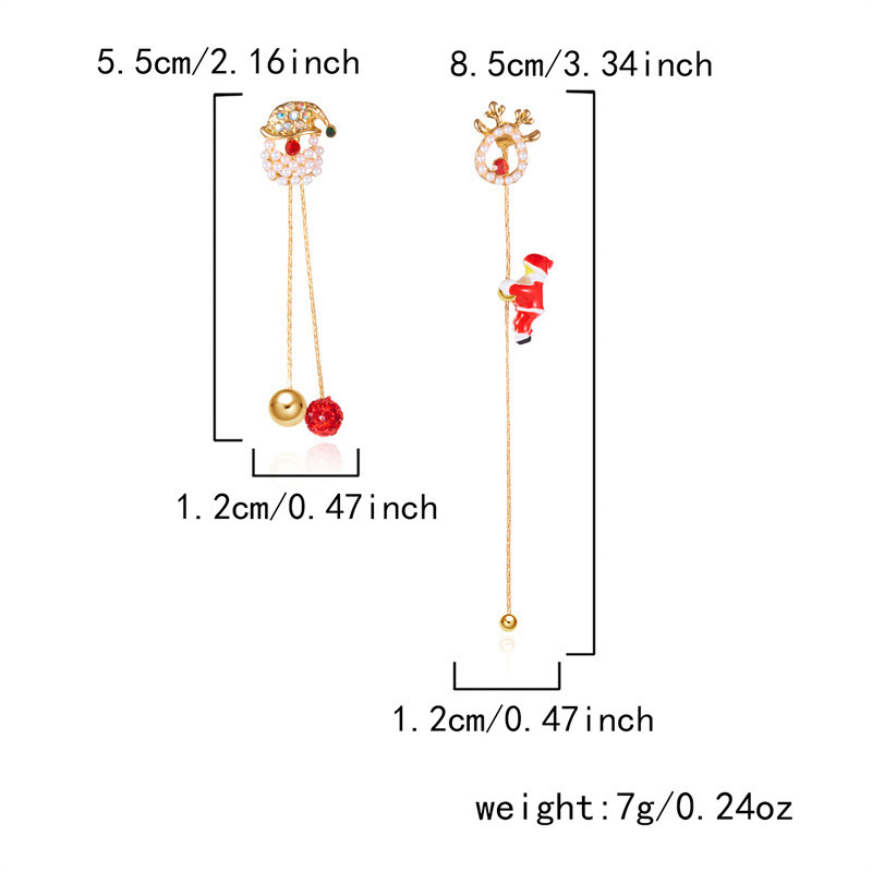 欧美跨境新款圣诞节耳环创意百搭会爬的圣诞老人不对称耳环女批发详情20
