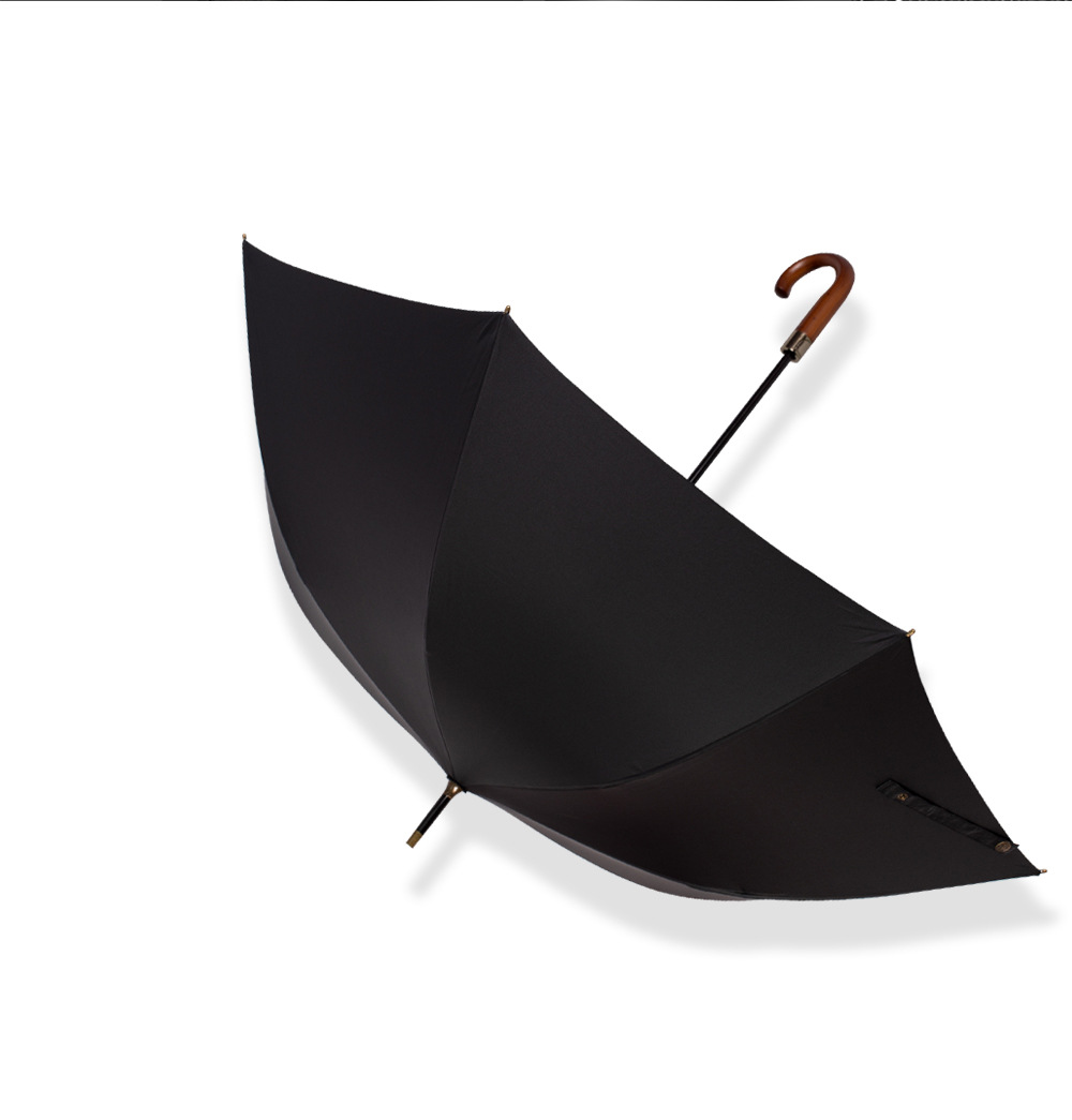 星宝新款大弯柄长伞27寸8骨黑胶雨伞可印刷logo商务伞防晒太阳伞详情11