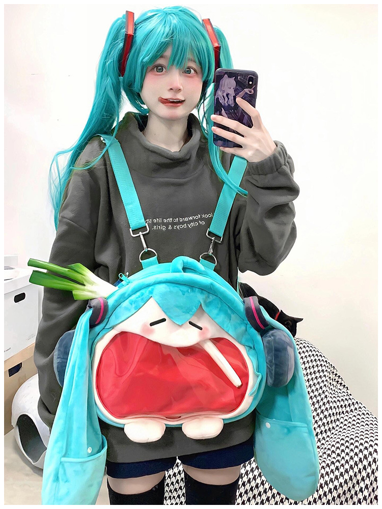 初音可爱单间包fufu痛包玩偶可爱男女miku礼物收纳包双肩包毛绒包详情10