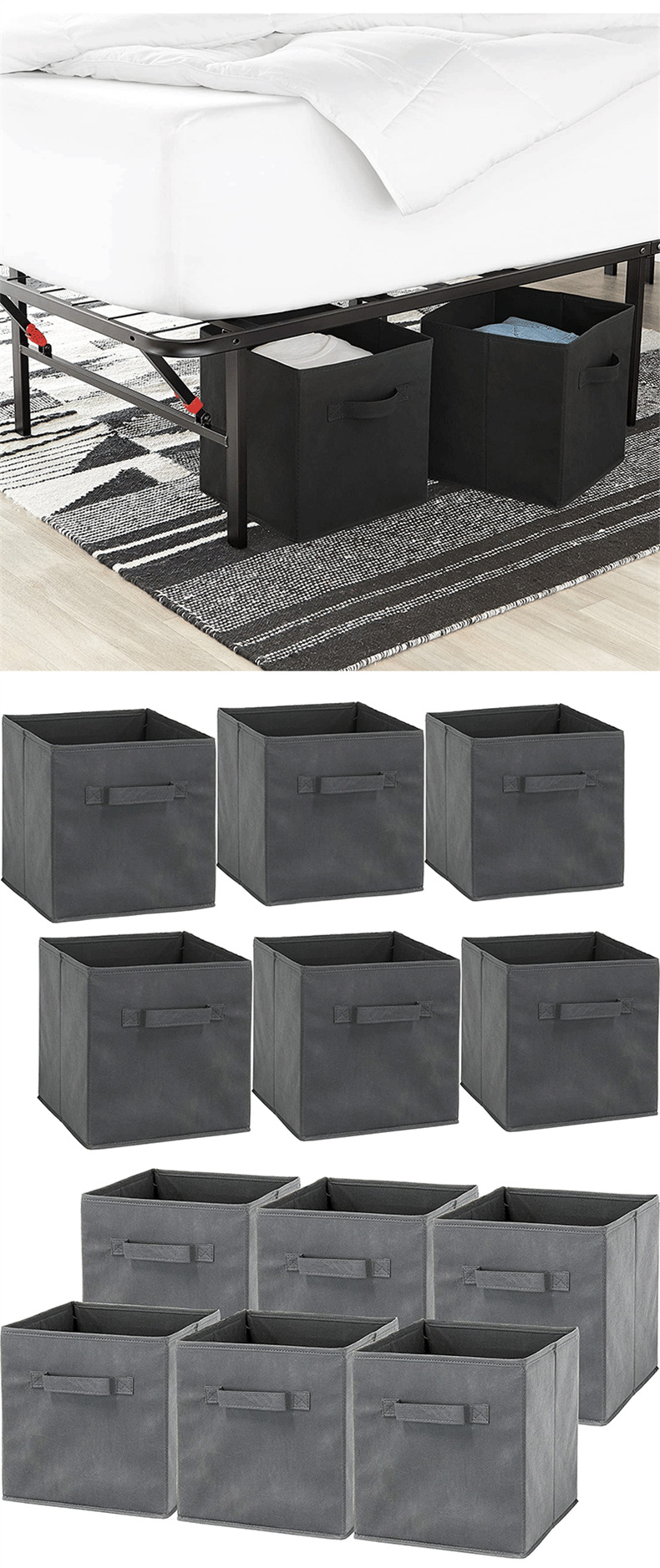 灰色旋转多用收纳盒内衣收纳盒12格可调分隔盒详情12