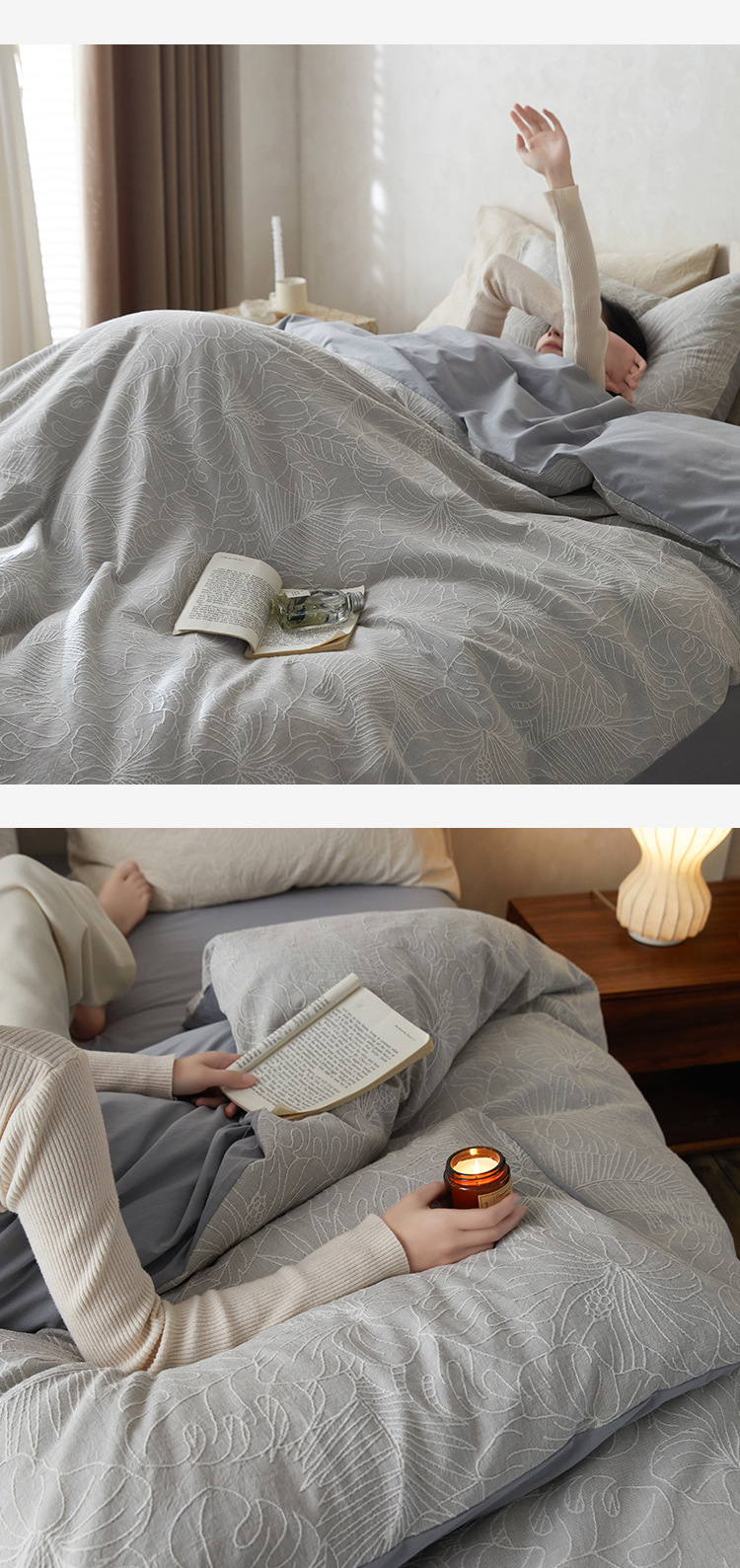 Minimalist log style: Four-piece set of all-cotton pure cotton 2024 new style bed sheets, duvet covers and quilt covers, high-end spring and autumn bedding pic 11