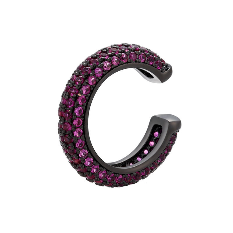Beaded buckle jewelry, micro-inlaid color diamond ear bone clip, color zirconium simple style ear clip earrings, copper 18K gold-plated VE131 pic 21