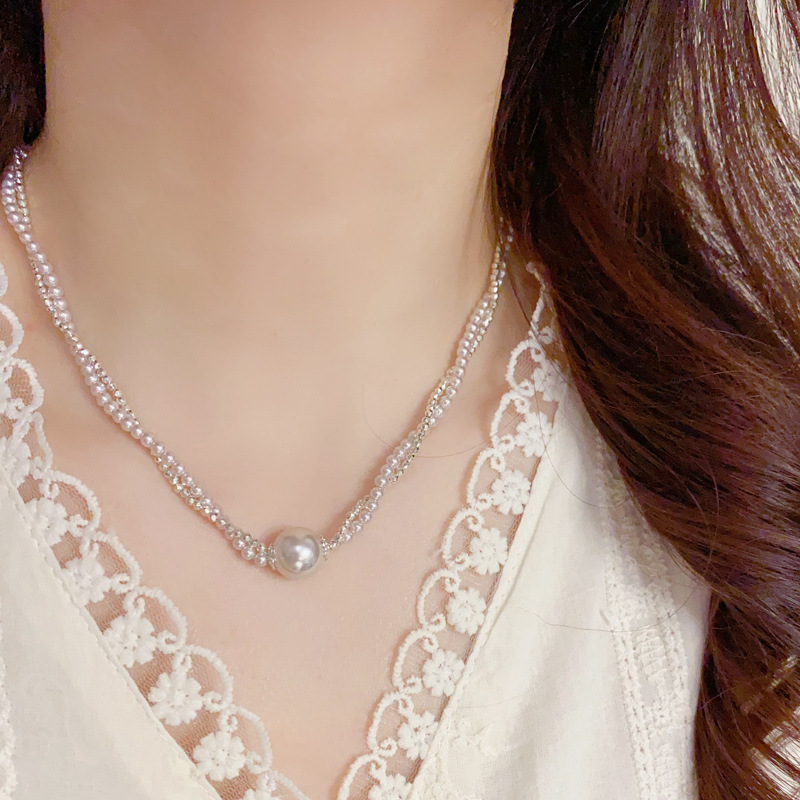 法式时尚珍珠双层项链女个性百搭气质温柔优雅锁骨链轻奢简约颈链详情15