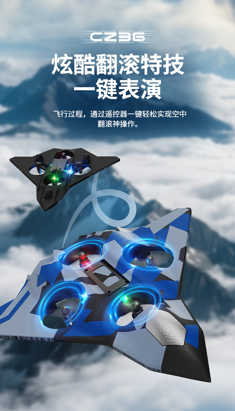 跨境外贸CZ36泡沫遥控飞机特技环绕滑翔机手抛儿童电动战斗机遥控玩具详情7