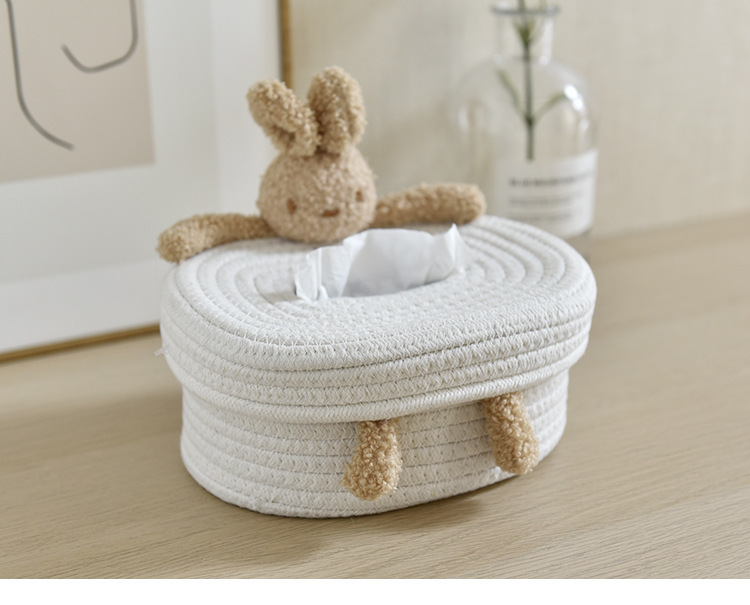 创意北欧风纸巾盒抽纸盒简约卡通棉绳长方形家用客厅餐桌餐巾盒详情4