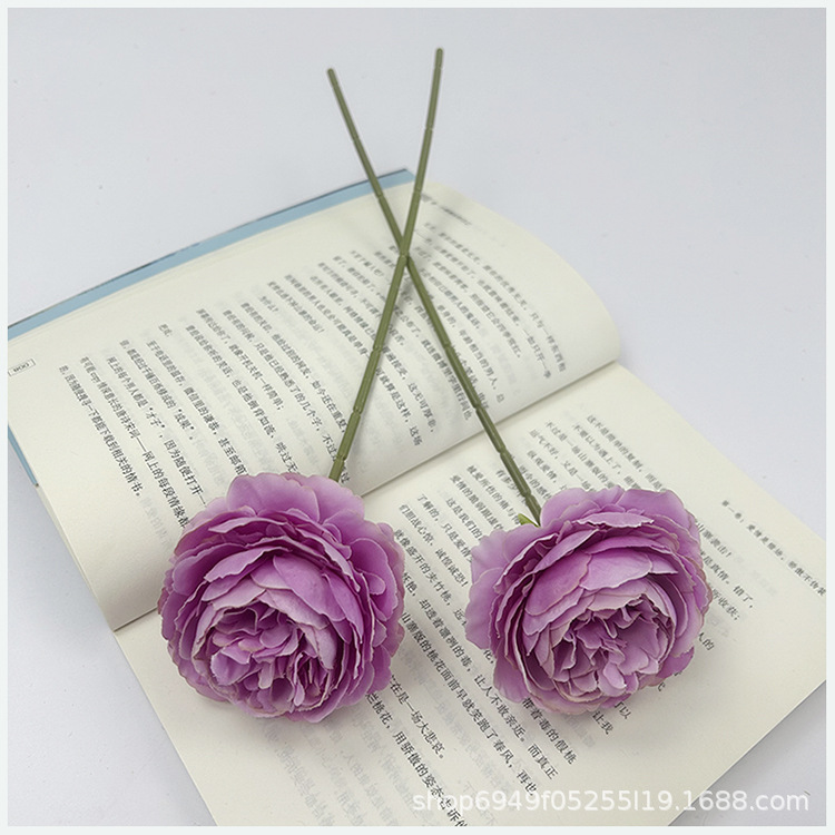 洋牡丹仿真花新款单支人造花西洋玫玫瑰茶玫婚庆装饰批发礼盒款详情5