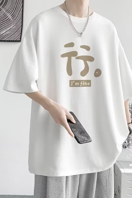 简约百搭纯棉短袖男国潮宽松潮牌圆领体恤学生上衣服宽松半袖t恤详情9