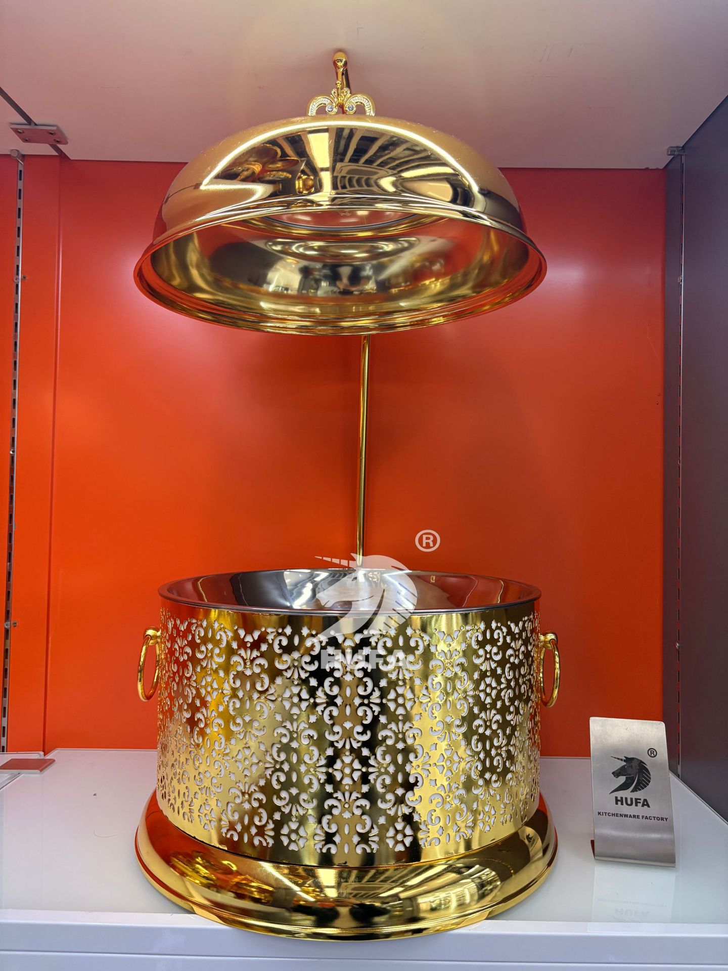 跨境不锈钢金色吊挂餐炉酒店自助餐炉布菲炉hanging chafing dish详情1