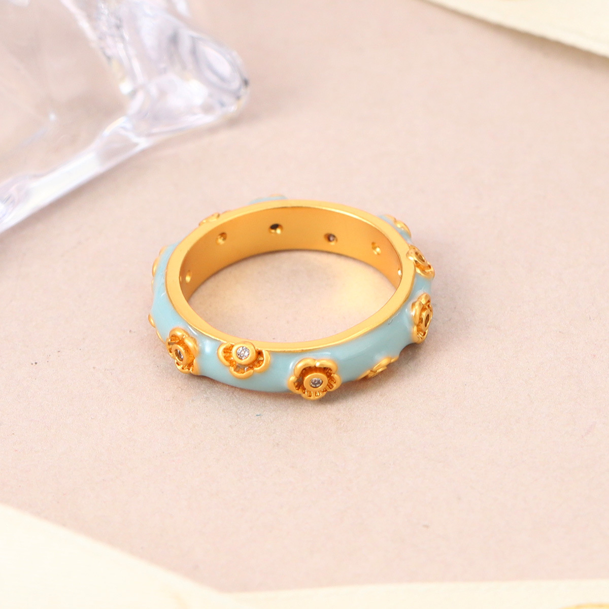 森系珐琅高级感锆石彩色戒指可调节小众设计不掉色花朵指环开口戒详情18