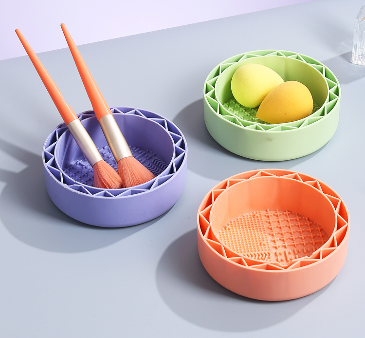 食品级软胶可晾晒化妆刷清洗器美妆工具粉扑美妆蛋洗刷碗不伤刷毛详情3