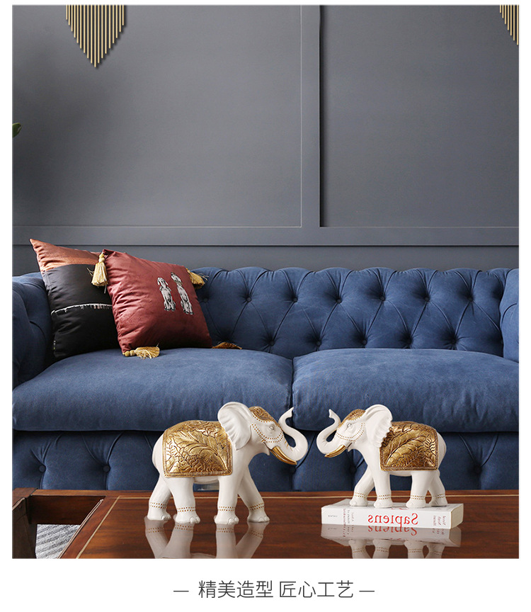 创意招财吉祥大象树脂工艺品摆件田园客厅电视柜玄关酒柜摆设装饰国潮详情5