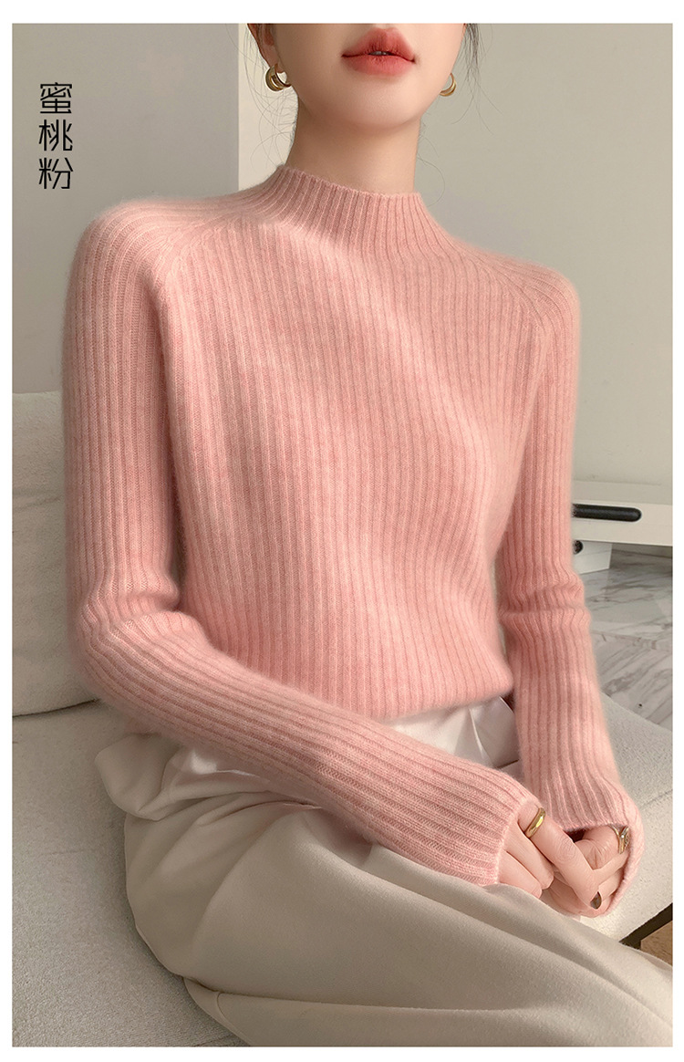 100% cashmere semi-high-neck cashmere sweater for women in autumn and winter, long-sleeved knitted base layer, thick warm sweater for women pic 14