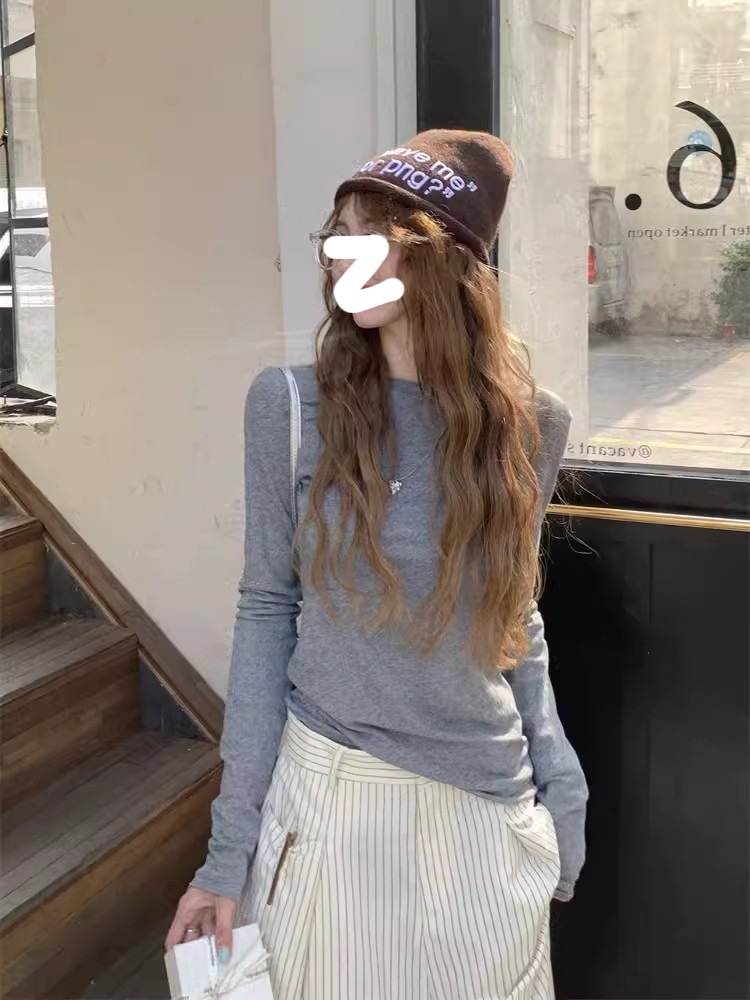 白色打底衫女薄款微透长袖T恤防晒罩衫春季2025修身显瘦简约上衣详情7