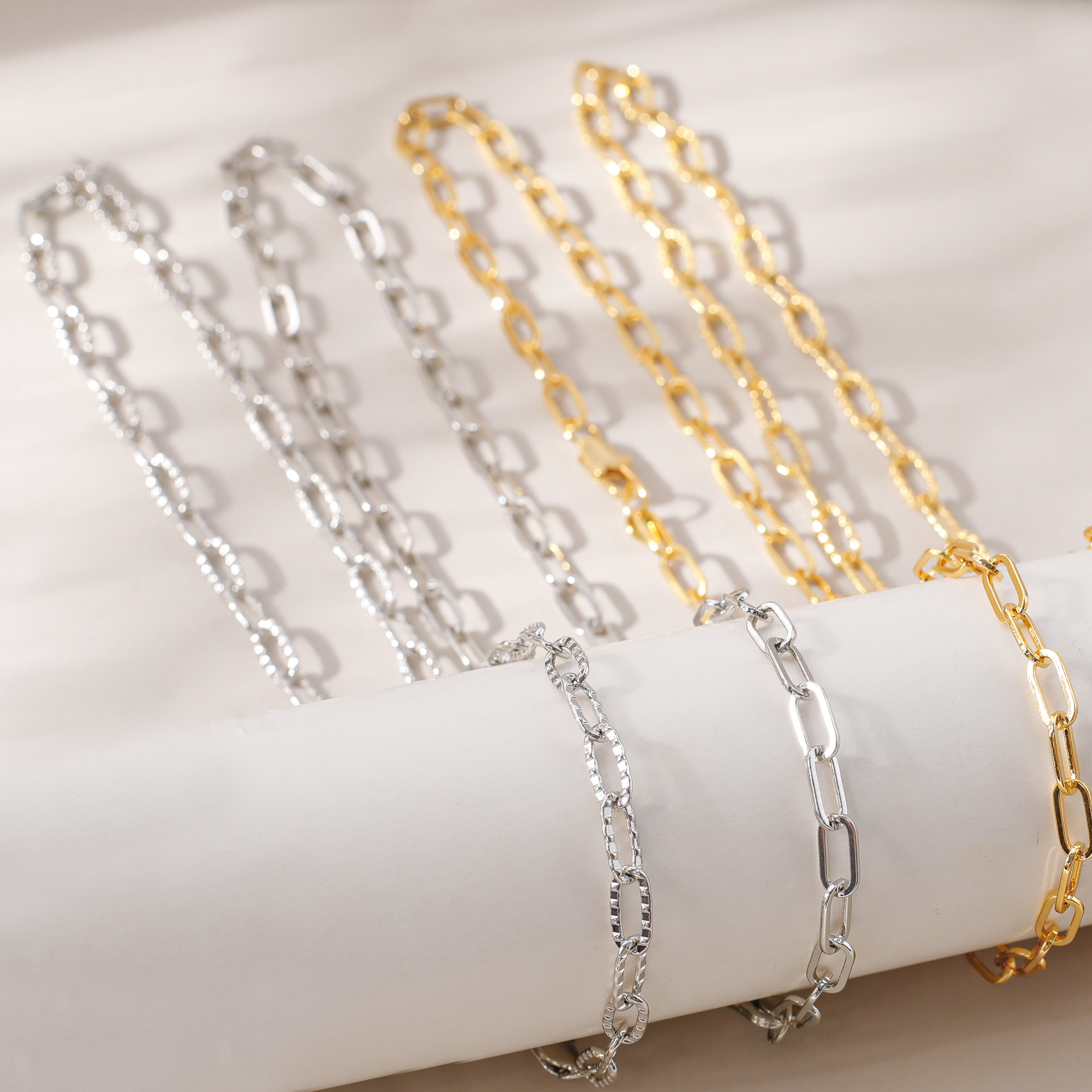 Hyacinth European and American fashion, simple and versatile pin chain necklace, ins minimalist style, copper plated 18K real gold chain, electrophoretic color preservation pic 1