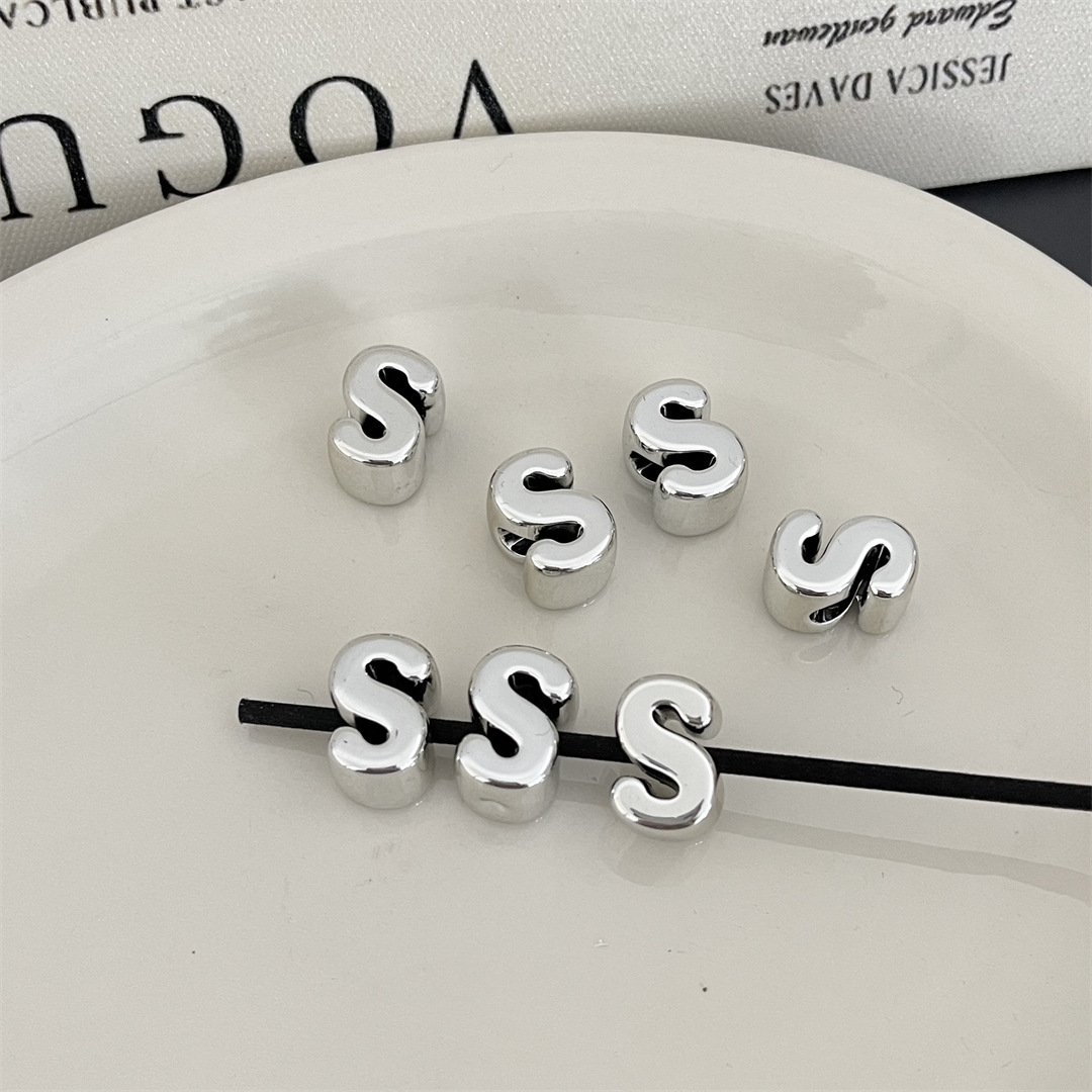 diy acrylic silver large-hole letter beads jewelry accessory package, hanging mobile phone chain accessory, stringing beads, scattering beads pic 24