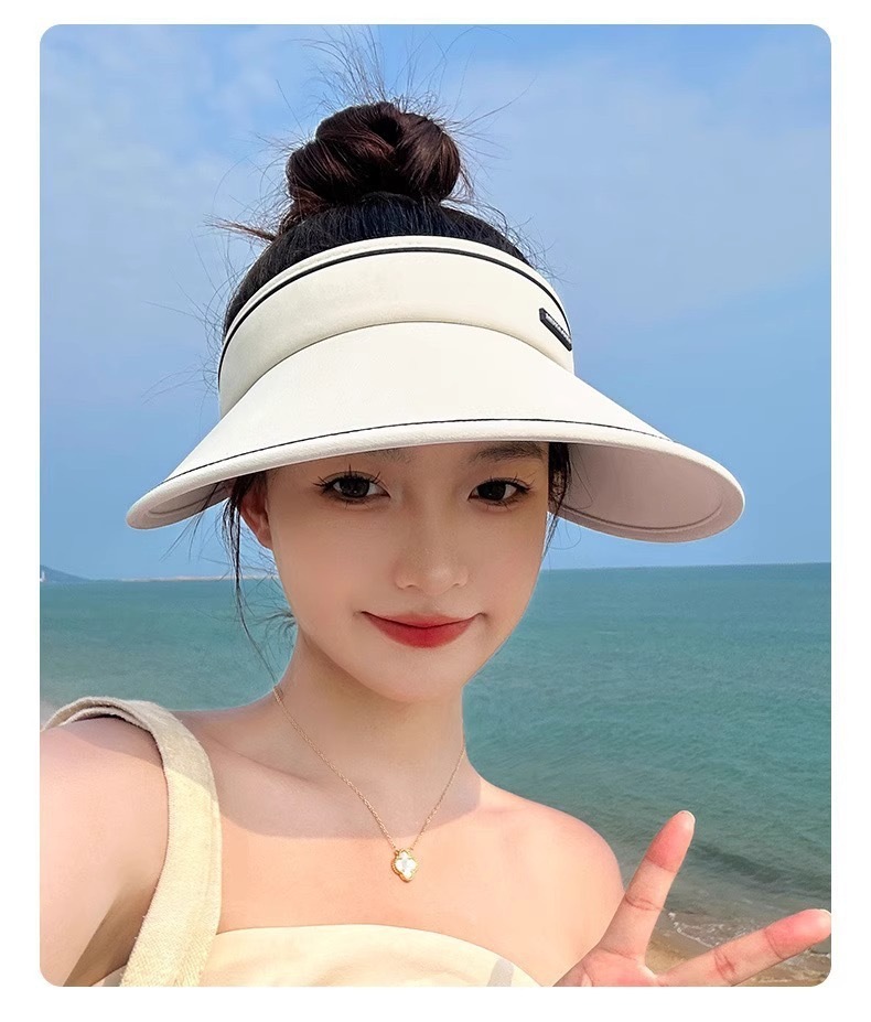 UPF50+夏季大帽檐防晒帽女uv防紫外线空顶遮阳帽骑行遮脸太阳帽详情14