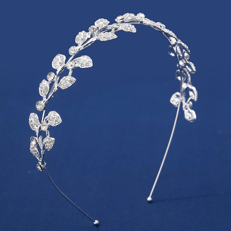 New leaf full diamond super shiny silver semi-circular crown bridal headwear, up-style hair accessory and hair crown pic 10