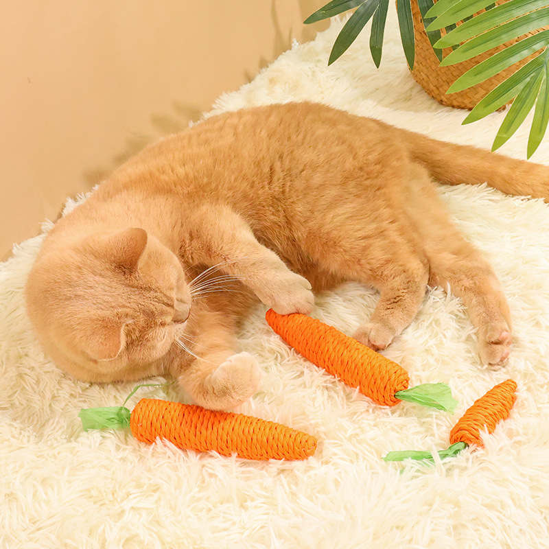 Cat carrot toys for self-entertainment and boredom, resistant to biting, grinding teeth and claws, chewing, playing with cat sticks, paper ropes, carrot toys pic 7