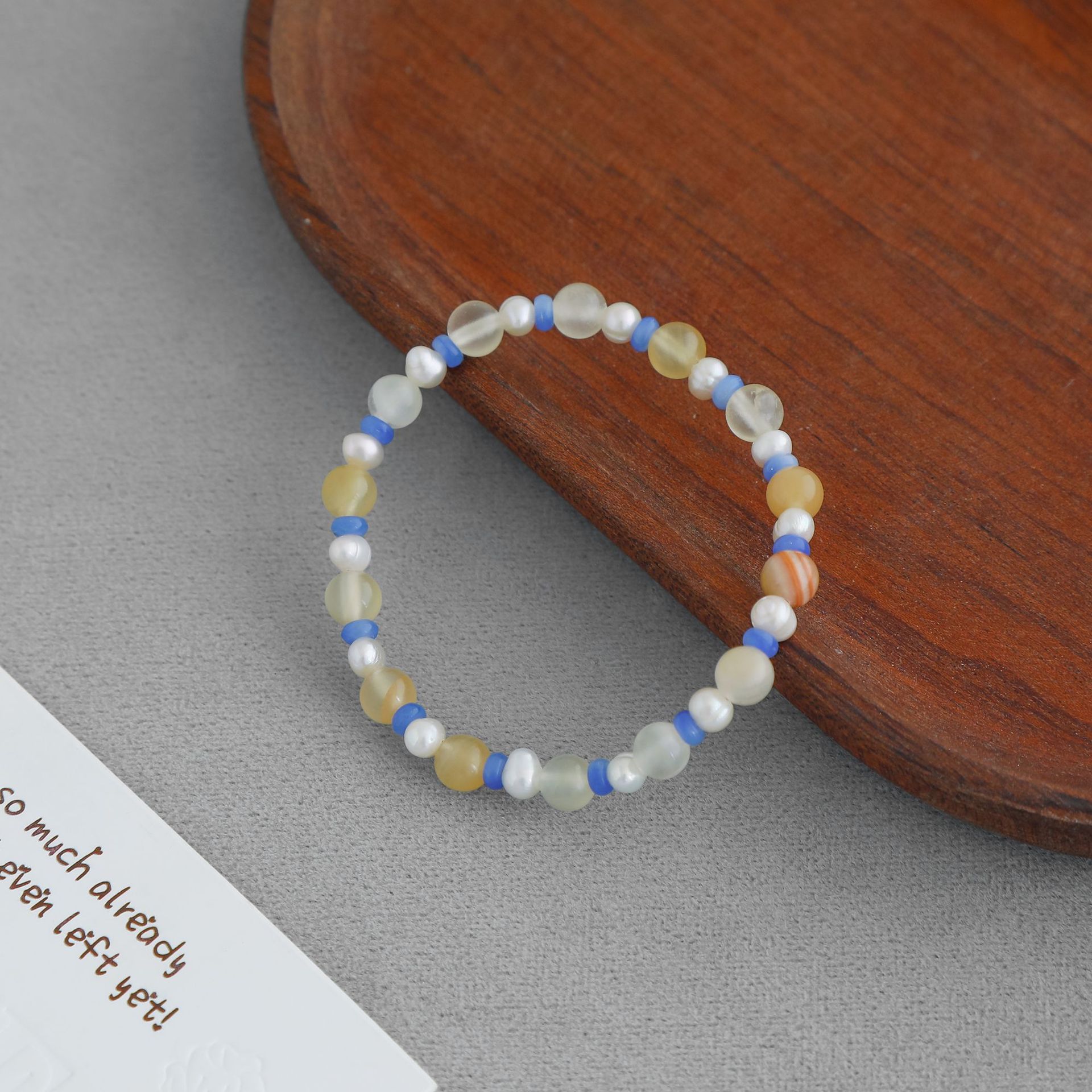 WP*家海盐太妃糖串珠手链 新中式气质简约米黄玉淡水珍珠串珠手链详情9