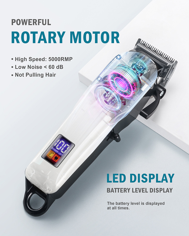 Cross-border Amazon exclusive supply of best-selling hair salon electric digital display hair clippers, electric clippers, rechargeable hair razors, and electric clippers pic 5