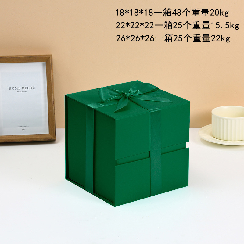 跨境外贸正方形折叠礼盒创意礼品盒大中小号磁铁翻盖丝带折叠盒一片式礼物盒详情8