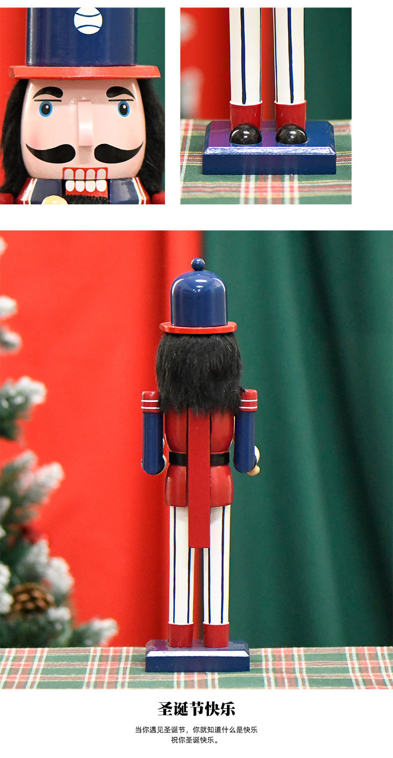 Cross-border in-stock ornaments 36CM firefighter nutcracker wooden handicrafts Christmas ornaments professional new products pic 4