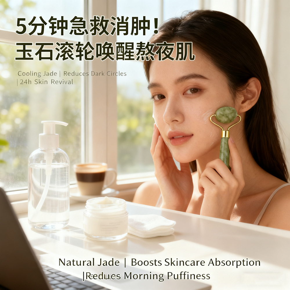 天然绿凤玉石圆球按摩器美容器脸部眼部玉珠按摩器美容院同款详情6